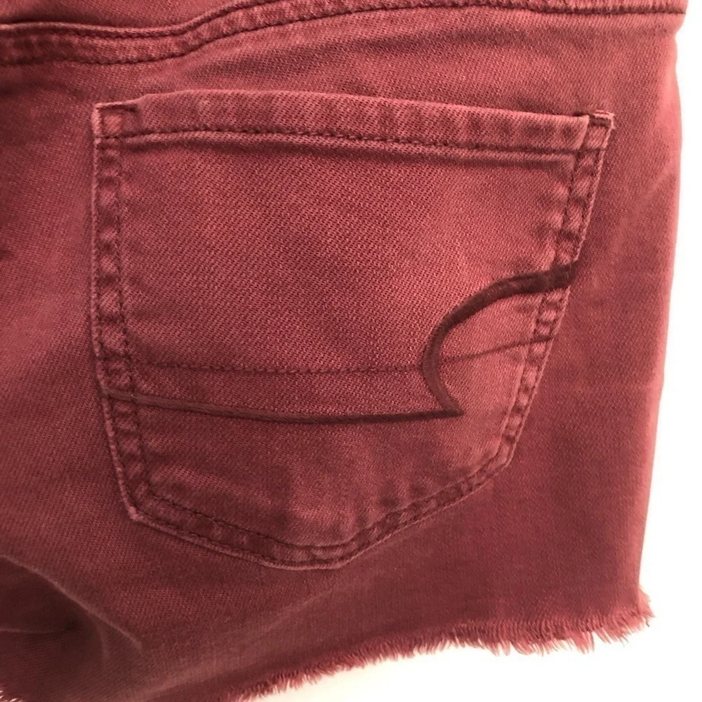 American Eagle Stretch Burgundy Cutoff Microshorts